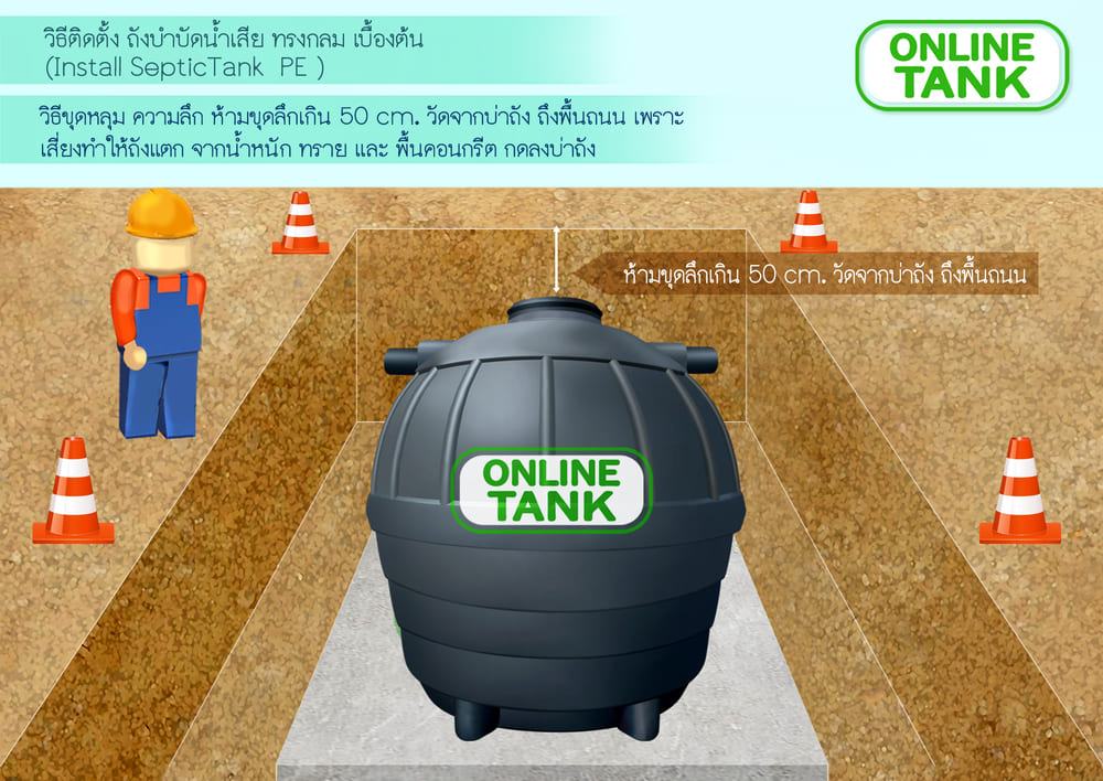ถังบำบัดน้ำเสีย 800 ลิตร ไร้อากาศ pe 