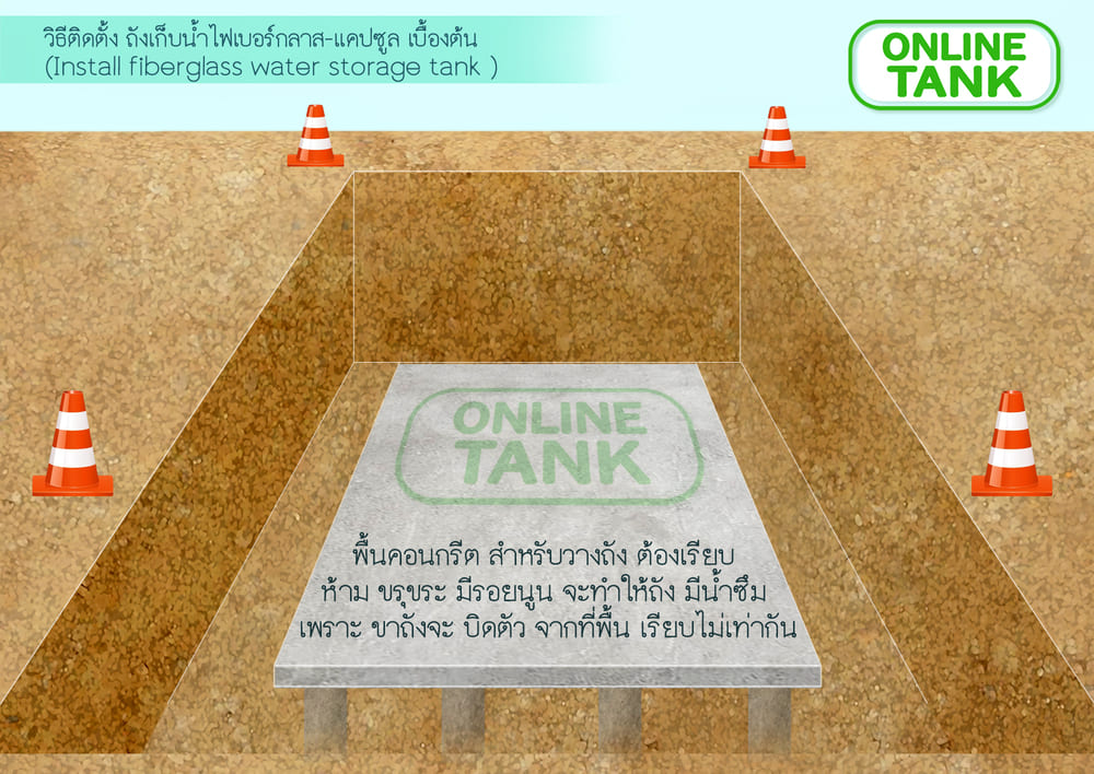 ติดตั้งถังเก็บน้ำใต้ดิน 2000 ลิตร ไฟเบอร์กลาส